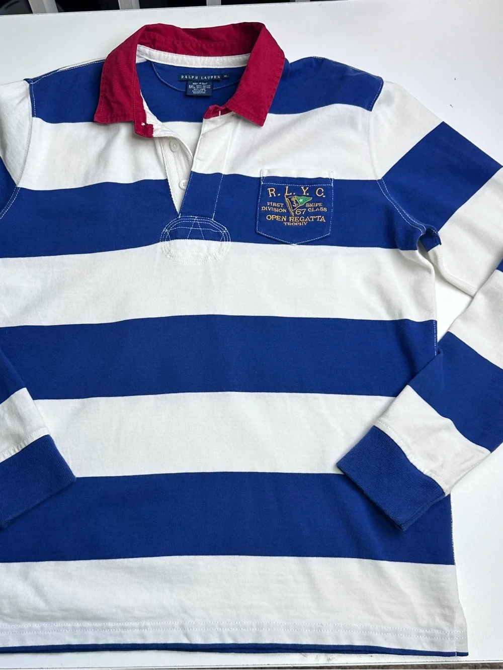 Vintage Women’s Polo Ralph Lauren Nautical Rugby Shirt Size Large Slim Fit - Picture 11 of 16